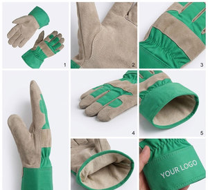 Gants de travail robustes en cuir de vachette pleine fleur, avec dos perforé, doublure en tissu polaire de coton, certifiés CE, avec manchette de sécurité - Product Image 4