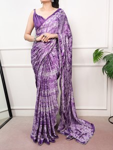 ผ้าไหมซาตินสีชมพูพิมพ์ลาย ชุดสตรีแบบดั้งเดิม สำหรับงานเทศกาลและสวมใส่ในชีวิตประจำวัน - Product Image 3