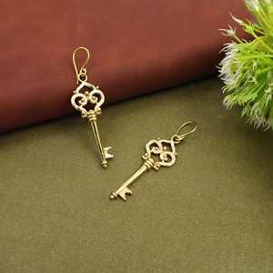 Pendientes Colgantes de Llave Vintage, Oro y Plata, Llave de Esqueleto Antigua, Joyería de Moda Retro para Mujer - Product Image 3