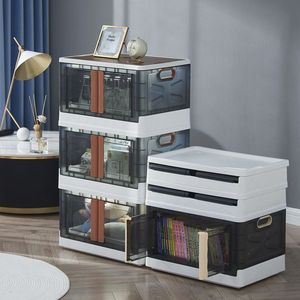 Armadio di Stoccaggio in Plastica Pieghevole e Smontabile con Porta in Acrilico Trasparente Nero, Bianco o Marrone - per Organizzazione della Cucina - Product Image 3