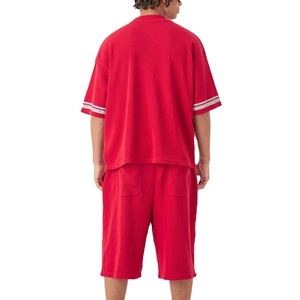 Ensemble T-shirt et short unisexe noir délavé respirant personnalisé avec strass DTG style streetwear pour hommes – Vente en gros - Product Image 2