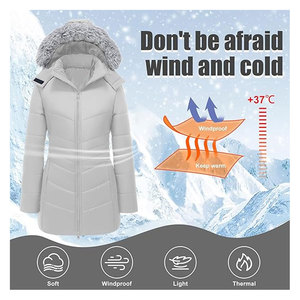 เสื้อโค้ทกันหนาวผู้หญิงแบบยาว อุ่นหนา บุนวมอย่างดี มีสไตล์ สำหรับอากาศหนาว พร้อมฮู้ดขนสัตว์ถอดออกได้ สวมใส่สบาย - Product Image 5