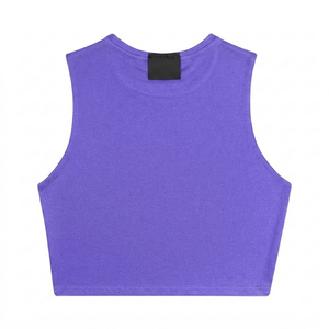 Women Premium Knitted 220 GSM 100% Cotton Short <b>Crop</b> <b>Top</b> T-Shirt Slim Fit Summer Breathable Anti-Wrinkle Sleeveless - Product Image 2