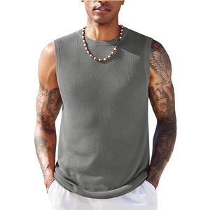 Débardeurs décontractés pour hommes à séchage rapide, gilet de sport tricoté, maillot de corps extensible sans manches pour la course et l'entraînement - Product Image 4