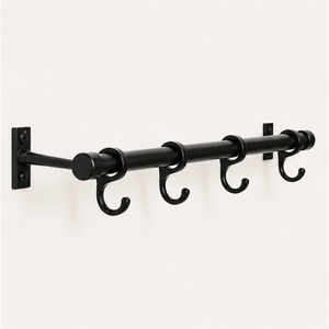 Top Quality Wall Mounted <b>Kitchen</b> Utensil Hanger Rail with S-<b>Hooks</b> Matte Black Carbon Steel Pot & Pan Rack <b>Kitchen</b> Organization - Product Image 1