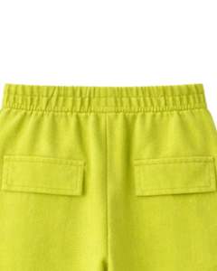 Pantalones Deportivos Cargo de Pierna Ancha Color Verde Lima para Mujer, Cintura Elástica, Pantalones Casuales de Felpa, Corte Holgado, Ropa Urbana, Cómodos para Invierno - Product Image 6