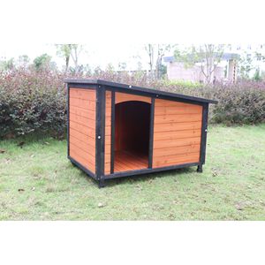 Cuccia per Cani di Taglia Grande in Legno Impermeabile da 46 Pollici, Colori Oro Rosso Nero, per Interni ed Esterni, con Piedini Rialzati per l'Inverno - Product Image 6