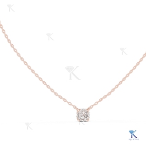 Collar Solitario con Diamante Cultivado en Laboratorio, Oro Sólido de 14K/18K, Elegante Engaste de Tulipán, Regalo de Lujo para Boda, Aniversario o Uso Diario - Product Image 3