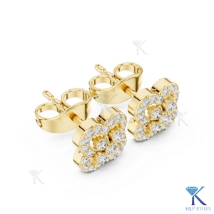 Lab Grown Diamond Quatrefoil <b>Stud</b> Earrings 4 Stone Cluster Pave Halo 14K 18K Solid Gold Fine Women Jewelry Anniversary Gift - Product Image 6