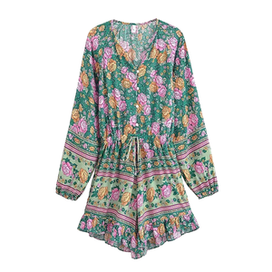 Ensemble de combinaison à imprimé floral pour femmes, tenue de vacances d'été - Product Image 2