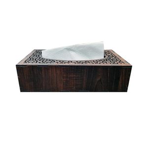 Boîte à mouchoirs universelle en bois, design chinois traditionnel, faite à la main, finition marron miel, écologique - Product Image 1