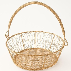 Latest Design Gold Polished Metal <b>Gift</b> Hamper Basket Storage Containers Modern Designer <b>Marvelous</b> Metal Handmade Hamper Basket - Product Image 2