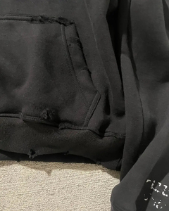 Sweat-shirt à capuche personnalisé en coton molletonné couleur unie, style décontracté pour l'automne, avec poches et effet délavé à l'acide - Product Image 2