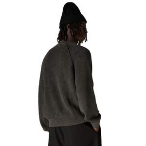 Chaqueta Bomber de Punto Acanalado Negra Lavada para Hombre, Chaqueta Bomber Casual con Cremallera, Puños y Dobladillo Acanalados, Chaqueta de Moda - Product Image 6