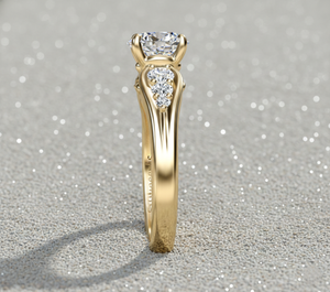 Anillo de Compromiso con Diamante Cultivado en Laboratorio Stonewels, Corte Central con Pavé y Piedras Laterales en Espiral, Oro de 14K, Anillo Nupcial de Lujo Certificado - Product Image 2