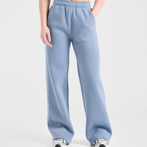 Latest Wholesale Custom Logo Women's Blue <b>Wide</b> <b>Leg</b> Joggers Women's Terry Fleece Soft Touch Sweatpants Women's <b>Pants</b> & Trouser - Product Image 1