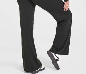 Pantalon de sport pour femme, coupe large, taille haute, effet push-up, 100% coton, séchage rapide, motif uni - Product Image 4