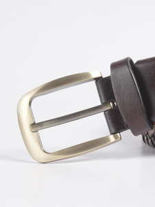 Cinturón Casual Marrón con Logotipo Personalizado 2025 para Hombre, Cuero Genuino de Alta Calidad con Patrón de Tejido Trenzado, Hebilla de Aleación, Venta al Por Mayor OEM - Product Image 4