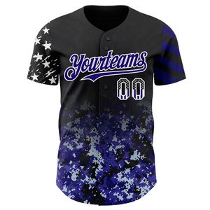 Camiseta de Béisbol Personalizada Negra con Bandera de EE. UU., Camuflaje Blanco con Degradado Rosa Medio, Estrellas y Rayas, Dos Tonos, Auténtica 100% - Product Image 5