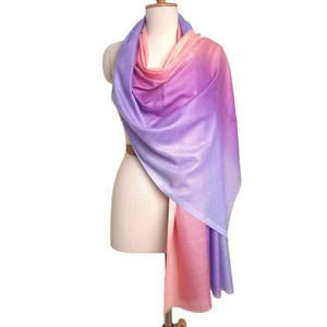 Écharpe longue en soie pour femme, style vintage, teinte ombrée automne, trois couleurs, effet dégradé - Product Image 2