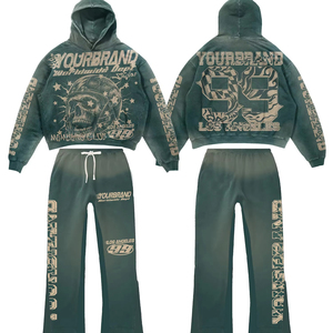 Custom Unisex Embroidery printing Oversized Hoodie & Sweatpants Set Casual 100% Cotton Fabric Long Sleeve Hoodie - Product Image 5