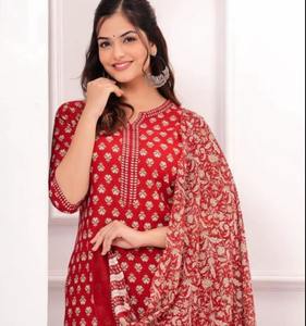 Tenue ethnique confortable pour la vente au détail, toutes tailles, approvisionnement en gros, ensemble de kurta imprimé décontracté pour femmes, tissu en mélange de coton de qualité supérieure - Product Image 5