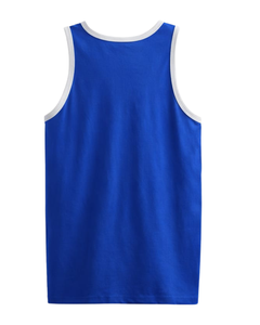 Débardeur Homme Personnalisé Bleu et Blanc en Coton, Col Rond, Sans Manches, pour l'Été, la Gym, l'Entraînement, Décontracté, Uni, Fabricant OEM Fournisseur - Product Image 2