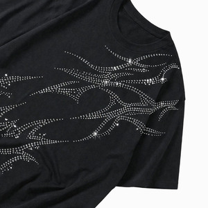 Camiseta de cuello redondo para hombre, de alta calidad, lisa, de 300 g/m², con logotipo personalizado con pedrería, estilo oversize, para verano - Product Image 4