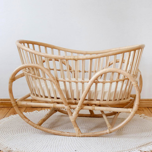 Cuna mecedora para bebés, muebles de guardería, excelente calidad, cunas mecedoras de ratán natural - Product Image 1