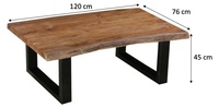 Table basse en bois massif à bord organique avec bar de style ferme moderne, hôtel, salon, bureau, maison, meubles, accents métalliques