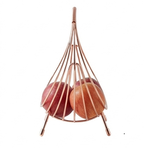 Panier à fruits en fil métallique plaqué or rose, forme ronde, paniers de rangement pour fruits - Product Image 2