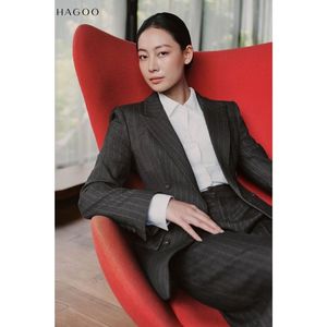 Blazers à rayures fines pour femmes, veste tissée sur mesure, tenue de bureau et de travail formelle [B9025] - Product Image 1