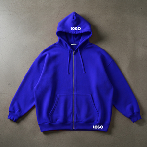 Sweat à capuche zippé personnalisé pour homme, coupe courte, style streetwear, en molleton épais 350 GSM, avec logo imprimé sur mesure, coupe oversize - Product Image 5