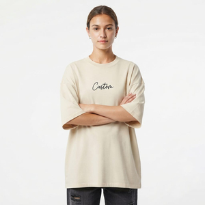 T-shirt oversize pour femme 100% coton, streetwear, épaules tombantes, manches courtes, logo personnalisé, vêtements à marque privée - Product Image 5