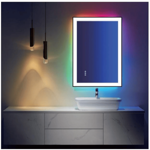 Specchio da Bagno LED/RGB con Controllo Touch Intelligente a Tripla Temperatura di Colore, Luce Regolabile, Antiappannamento, Vetro Temperato Infrangibile - Product Image 1