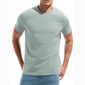 เสื้อยืดคอกลมแขนสั้นสีเขียวอ่อนสำหรับผู้ชาย ผ้าฝ้ายเจอร์ซีย์ 100% ทรงปกติ สีพื้น สไตล์ลำลอง ระบายอากาศได้ดี ผ้าถัก - Product Image 4