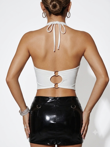OEM 2026 Fashionable Sexy Hollow Out Solid Colour Knitted Casual Short <b>Crop</b> <b>Top</b> Women's Summer Clothing 2026 - Product Image 6