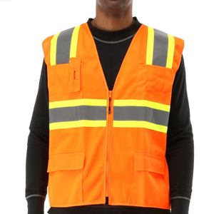 OEM Manufacturer <b>Waterproof</b> High Visibility Reflective <b>Work</b> Vest with LED Flash Orange Multi Pocket Outdoor Workwear - Product Image 2
