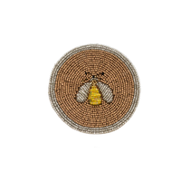 Ensemble de 4 dessous-de-verre faits à la main en perles d'abeille multicolores, tapis de table en perles de verre colorées