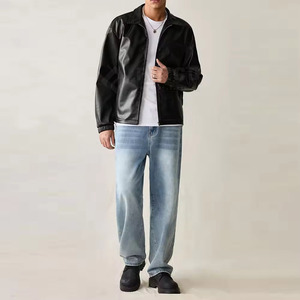 Men's Casual Leather <b>Jacket</b> Stand Collar Front Logo <b>Waterproof</b> Breathable Winter <b>Warm</b> High Quality Customizable Leather <b>Jacket</b> - Product Image 4