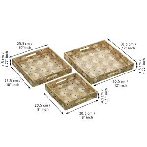 Stylish Modern <b>Golden</b> Finish Epoxy-Coated Wooden Tray Home <b>Decor</b> Printed Multi-Color Enamel Tray - Product Image 2