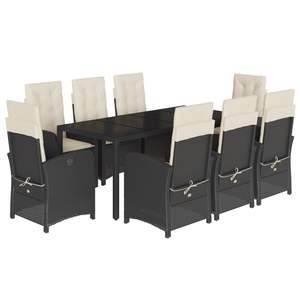 Ensemble de 8 tables et chaises de jardin en rotin PE noir, design standard - Product Image 2