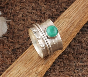 925 Sterling Silver Amethyst Classic Wedding <b>Spinner</b> <b>Ring</b> Anxiety Natural Fidget Band Meditation Boho Jewelry - Product Image 2