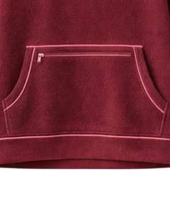 Sweat-shirt personnalisé épais pour femme, couleur bordeaux, en polaire oversize, avec col à boutons-pression et poche kangourou, surpiqûres contrastées - Product Image 6