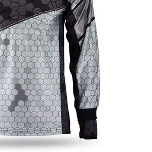 Camiseta de Paintball Sublimada Personalizada para Hombre, Manga Larga, Cuello en V, Secado Rápido, Ropa Deportiva, Camiseta de Equipo para Exteriores, Gris, Negro, Patrón Hexagonal - Product Image 4