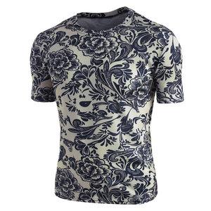 Men's Short Sleeve Floral Printed O-Neck Regular Fit Casual Woven Fabric Eco-Friendly Quick Dry Sublimation Men's T-Shirts - Product Image 3