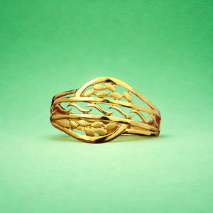 แหวนทองลายคลื่นนามธรรมสมัยใหม่ |   ลวดลายรูปไข่แบบมีเท็กซ์เจอร์สำหรับสุภาพสตรี |   ทองคำเหลืองน้ำหนักเบา ดีไซน์หรูหรา - Product Image 2