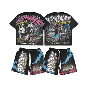 Ensembles T-shirt et Short Homme Personnalisés Effet Délavé Style Urbain Imprimé – Vente en Gros - Product Image 4