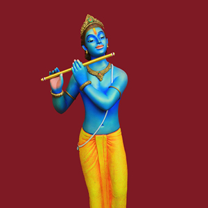 Estatua de Krishna Nirmala Hecha a Mano en Resina Multicolor, Figura Decorativa para el Hogar o Templo, Dios Indio Murlidhar - Product Image 1