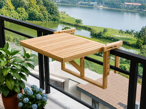 Table de bar pliante Vista – Comptoir suspendu compact en bois massif pour balcon avec supports réglables - Product Image 5